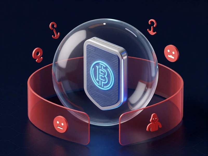 Diagram illustrating how cold storage hardware wallets create an air-gapped barrier that protects private keys from internet-based attacks including phishing, malware, and remote hacking attempts